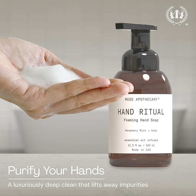 Muse Apothecary Hand Ritual - Aromatic and Nourishing Foaming Hand Soap, Infused with Natural Aromatherapy Essential Oils, Rosemary Mint + Hemp, 2 Pack, 11.5 oz