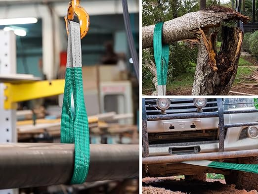 Lift Sling Straps,2" x 10' Heavy Duty Flat Eye Lift Sling, Lifting Straps Nylon Tree Saver Recovery Strap Web Sling Winch Strap
