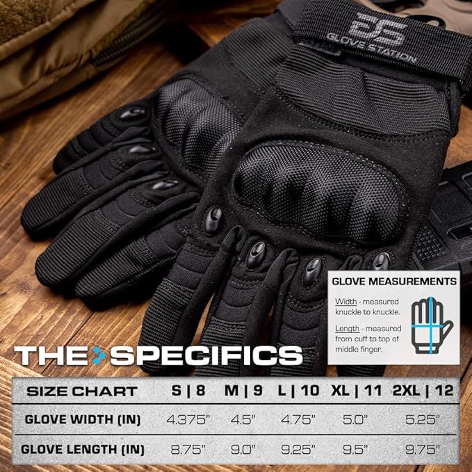 Glove Station Tactical Gloves for Men – Touchscreen Utility Gear with Hard Knuckle Protection Used in Motorcycle, Airsoft, Combat, Police, Shooting & Outdoor Work