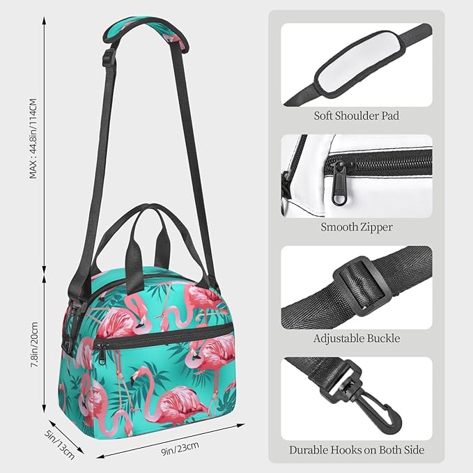 Reusable Insulated Lunch Bag with Adjustable Strap for Kids 3+ Toddler, Girl, Boy Women Men Leakproof Portable Cooler Tote Cute Quilted Bags for Work Travel Picnic