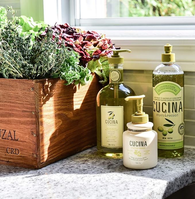 Fruits & Passion Cucina Concentrated Dish Soap Refill, Lime Zest & Cypress Tree, Gentle Liquid Dishwashing Detergent with Olive Oil, Vegan & Eco-Friendly Formula, 1 Liter (33.8 fl oz)
