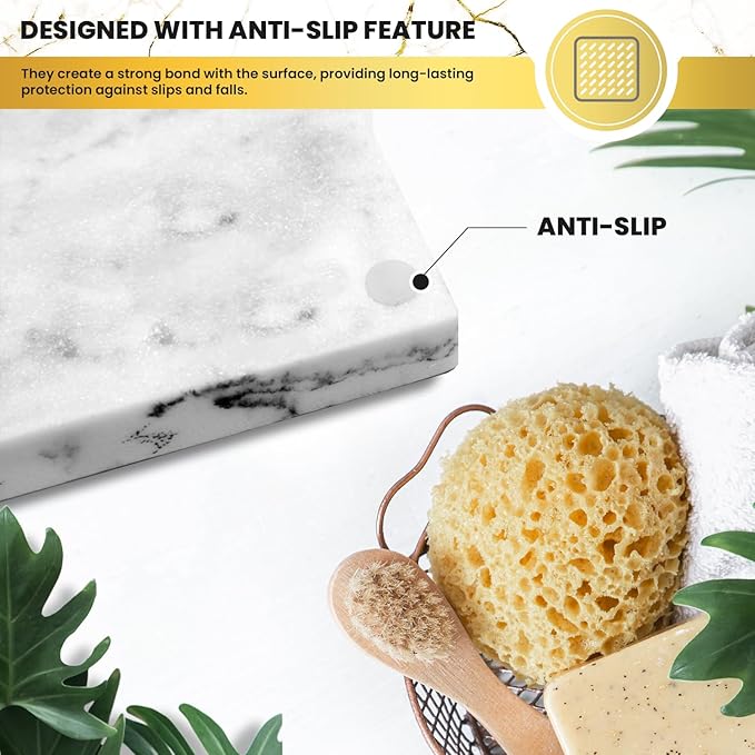 DAY1 Marble Soap Dish Tray – Bathroom Sink Soap Holder, Vanity Tray, Brush Organizer, Decorative Resin Dish for Kitchen, Countertop, Bathtub, Bar Soap, Sponges, Paint Brushes (White)