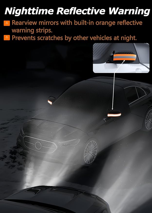 Windshield Snow Cover,Oxford Fabric Winter Frost Cover with Side Window and Rearview Mirror Protector, Extra Large Magnetic Frost Guard Windshield Cover for Most Cars,SUV,Sedan,Truck (Green)