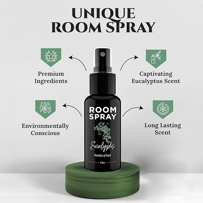 General Room Spray, Long Lasting Fragrance, Spa Fragrance Experience (Eucalyptus, 3 pack)