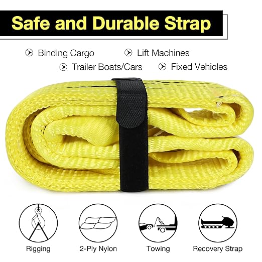Lift Sling Straps,3" x 3' 2-Ply Heavy Duty Flat Eye Lift Sling,Twist Eye Polyester Lifting Straps Not Nylon Tree Saver Recovery Strap Web Rigging Securing Moving Tow Hoisting Gear Strap 17600lb