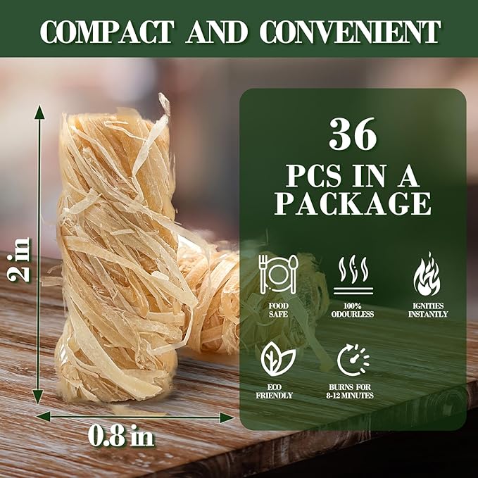 72PCS Fire Starters for Campfires Grill BBQ Camping Fireplace Fire Pit,Quick Light Wood Charcoal Fire Starter, Waterproof-Natural Fire Starters Camping fire Starter Charcoal Starters