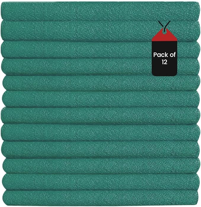 Premium Green Huck Towels – (12 Pack) 15 x 27 inches 100% Cotton Bulk Towel for General Cleaning, Auto Shop, and Hospital Use, Super Absorbent, Machine Washable Cloth