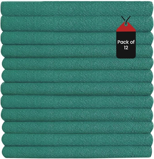 Premium Green Huck Towels – (12 Pack) 15 x 27 inches 100% Cotton Bulk Towel for General Cleaning, Auto Shop, and Hospital Use, Super Absorbent, Machine Washable Cloth