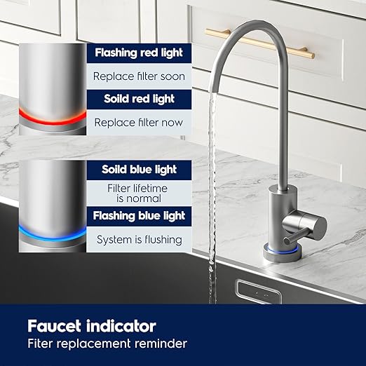 Electrolux PureEssence Eco Tankless Reverse Osmosis Water Filter, 600GPD 9-Stage RO Water Filtration System, 3:1 Pure to Drain, NSF/ANSI 42/58/372 Certified, Reduce TDS/Fluoride, Smart LED Faucet