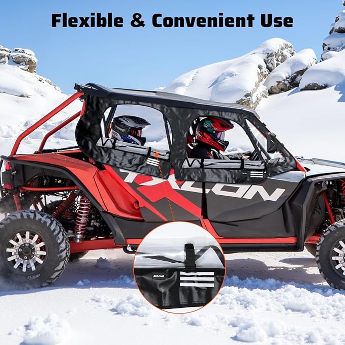 Ehaho Soft Upper Doors Compatible with Polaris RZR XP, Upper Windows Fit with Side Mirror, Upgrade Waterproof Zippers Cab Enclosures Windshield for Polaris 2014-2023 RZR XP 4 1000/19-21 XP4 TURBO