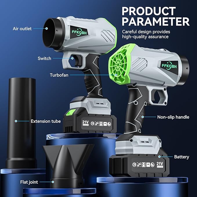 Leaf Blower Cordless with High Power,with Battery and Charger，Extended Nozzle, Lightweight Handheld Design, Leaf Blower for Patio Cleaning,car Blowing Water,Lawn Care,Blowing Leaves/Dust.