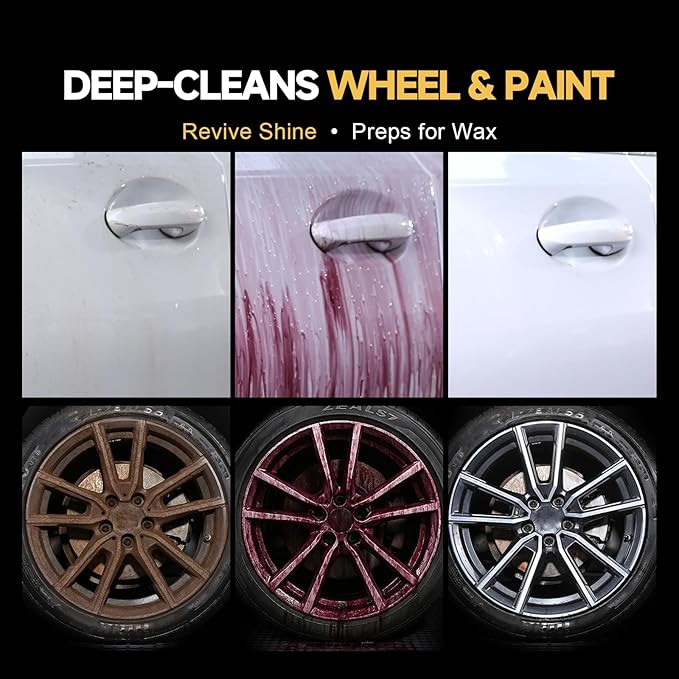 Iron Remover, Fallout & Iron Remover for Car Detailing, Fast Removal Brake Dust & Rust and Wheel Cleaner, Safe for All Vehicle Paint & Wheels, Tire Shine and Preps for Wax (16oz)