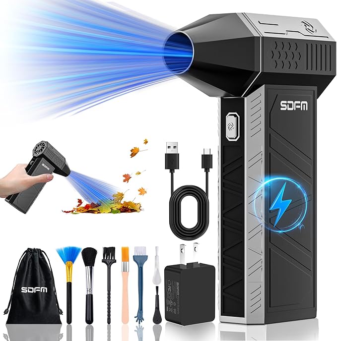 SDFM Compressed Air Duster - Electric Air Duster with Built in Brushless Motor,130,000RPM, 3-Speed Adjustable Air Blower - Suitable for Keyboard, Computer, car, and Home Cleaning (X3) (Max-Black)