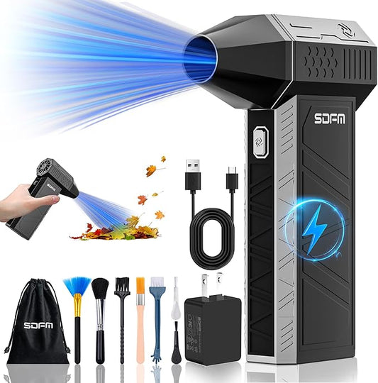 SDFM Compressed Air Duster - Electric Air Duster with Built in Brushless Motor,130,000RPM, 3-Speed Adjustable Air Blower - Suitable for Keyboard, Computer, car, and Home Cleaning (X3) (Max-Black)