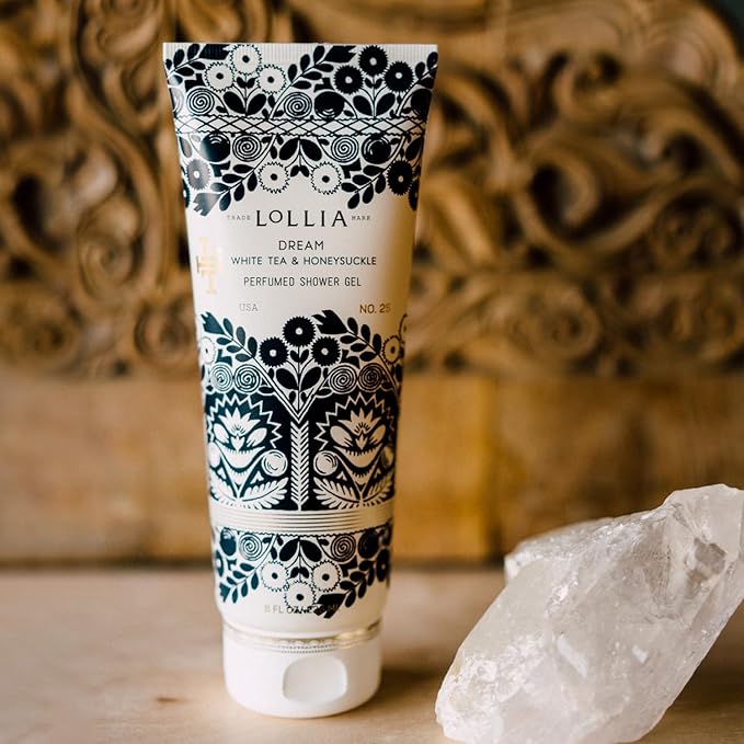 LOLLIA Dream Shower Gel, 8 fl. oz. – White Tea & Honeysuckle – Scented, Shea Butter, Bath Wash for Women, Beautiful Shower Gel, Moisturizing Body Wash