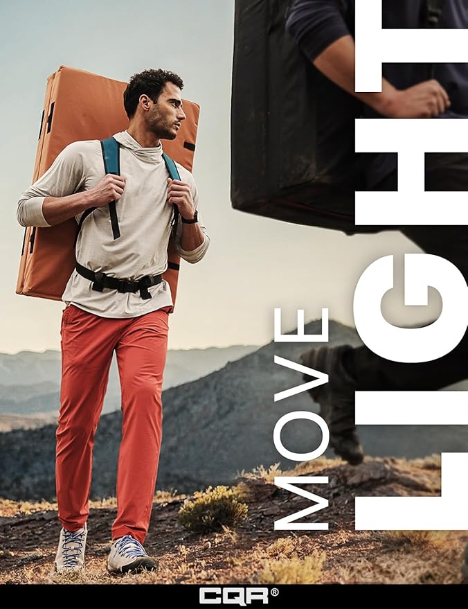 CQR Men's Lightweight Vent Hiking Pants, Water-Resistant & Breathable Sports Outdoor Athletic Pants with Elastic Waist