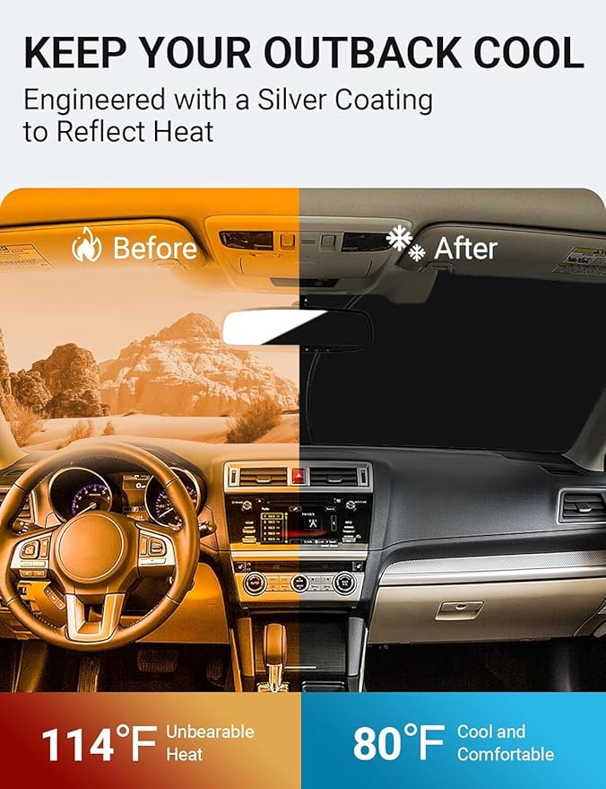 Proadsy 2025 Upgrade Windshield Sun Shade Custom Fit Subaru Outback 2015-2019 4-Layer Foldable Front Sunshade Protector Sun Visor Blocks UV Rays Keep Car Cooler