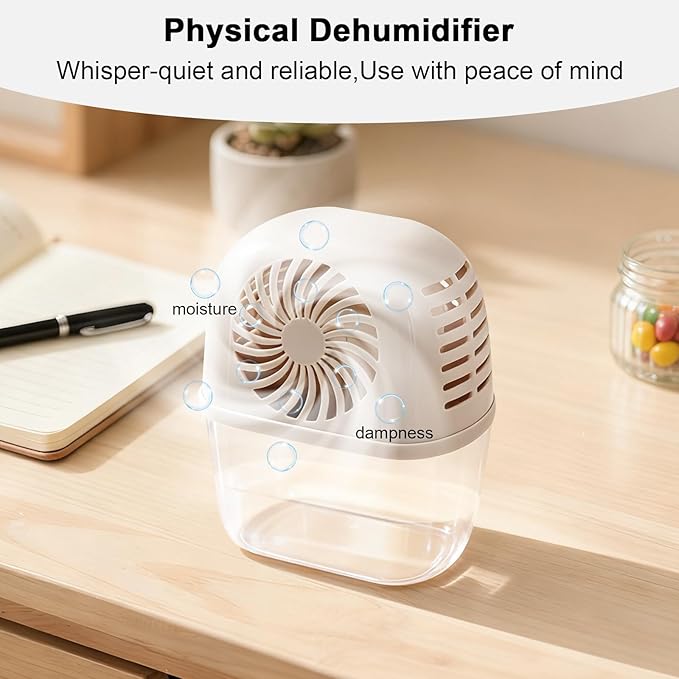 Humidity Absorber with 2 Pack Moisture Absorber Refills Tablets, 15.9oz- 7"H × 5.5"W Mini Dehumidifier,Bathroom Moisture Absorber – Prevents Excess Moisture And Fragrance Free