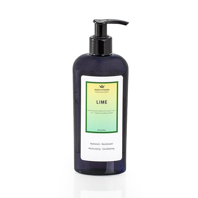 HENRI ET VICTORIA Lime Beard Wash Body Wash For Men Hand Made | Moisturizing and soothing | 8oz