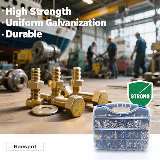 780PCS Haespot 5 to 8 Grade Alloy Steel Heavy Duty Bolt and Nut Assortment Kit, Corrosion-Resistant and Durable,1/4"-20，5/16"-18，3/8"-16, 1/2"-13 Imperial Units Multi-Size, Professional Storage
