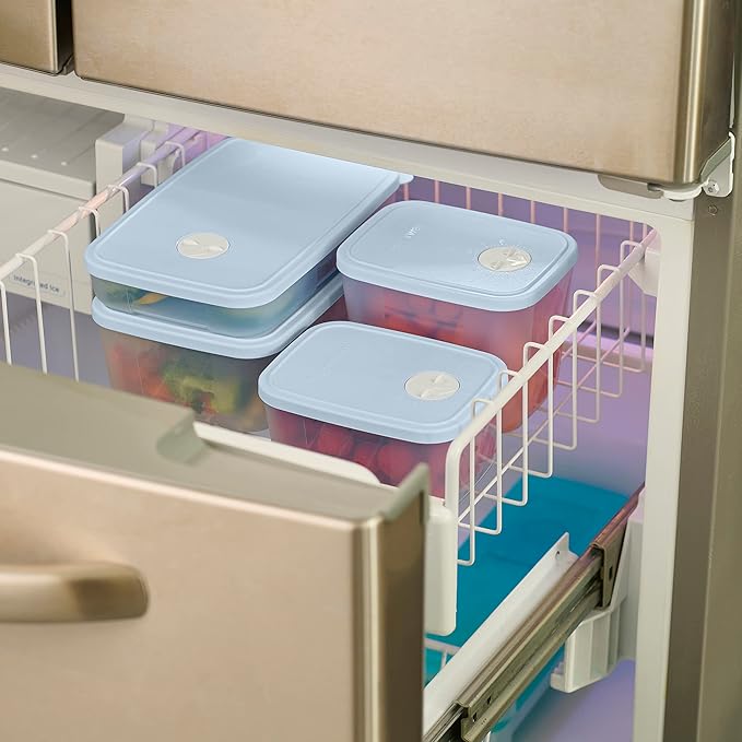 Tupperware Date, Store & Freeze Collection 6 Piece Food Storage Container Set, Dishwasher Safe and BPA Free (6 Containers, 6 Lids)