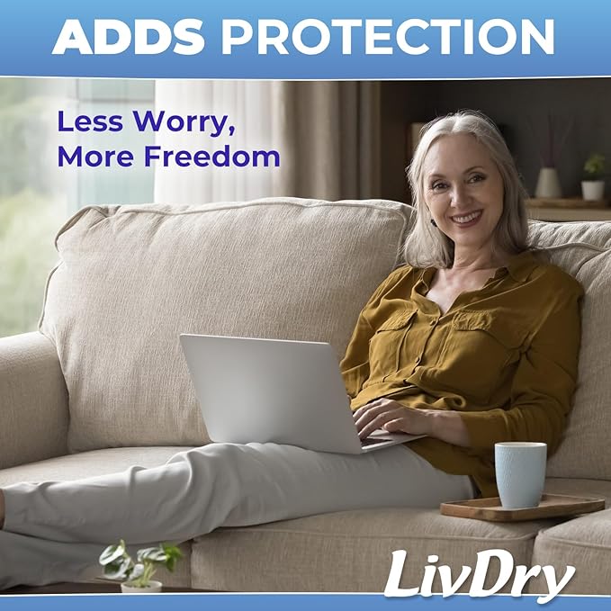 LivDry Incontinence Booster Pads, Use with Adult Diapers for Women and Men, Extra Comfort Softness, Disposable Pad (160 Count, Regular Length)