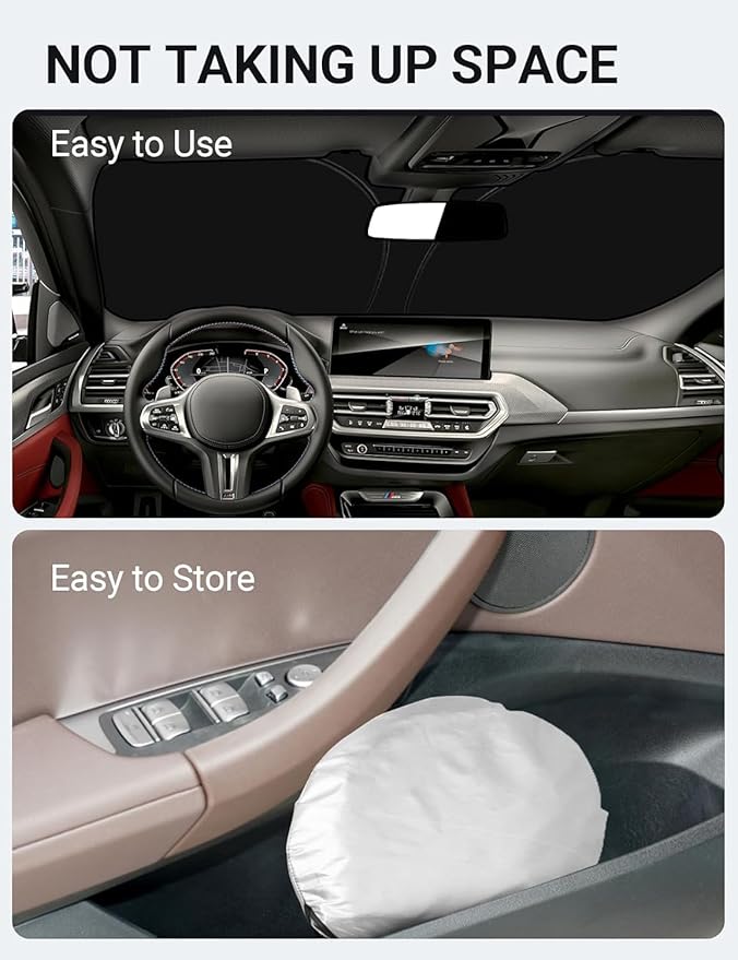 Proadsy Windshield Sun Shade for 2018-2025 2026 BMW X3 Base, xDrive28i, xDrive35i, M Sport SUV 4-Layer Foldable Front Sunshade Protector Sun Visor Blocks UV Rays Keep Car Cooler
