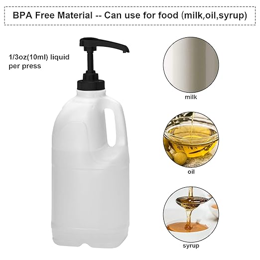 Mudder 6 Pieces Gallon Pump Dispenser (38/400) Fit Most 1 Gallon Jug and Containers Bpa-Free Leak Proof Pump Lid Top Replacement for Household and Commercial Use