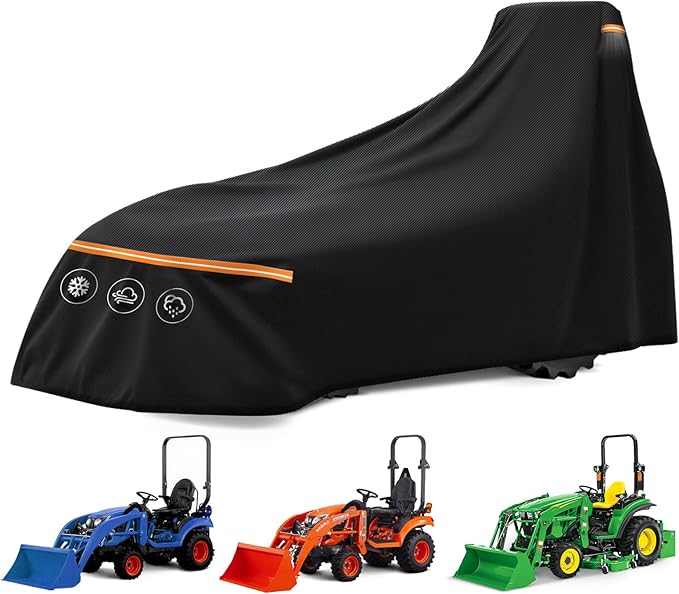 Heavy Duty Tractor Cover Waterproof 600D Oxford – Fits John Deere, Kubota, Mahindra, New Holland, Massey Ferguson Compact Tractors – All Weather Protection with Storage Bag