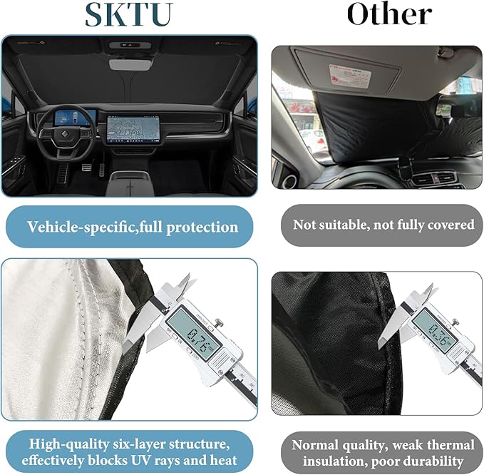 SKTU 2023 2024 2025 R1T / R1S Front Windshield Sunshade for 2022 2023 2024 2025 Rivian R1T / R1S Windshield Sunshade Foldable for Blocks UV Rays and Blocks Heat and Sun Keeps Vehicle Cool
