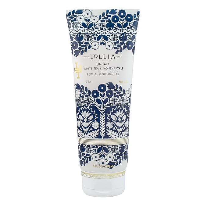 LOLLIA Dream Shower Gel, 8 fl. oz. – White Tea & Honeysuckle – Scented, Shea Butter, Bath Wash for Women, Beautiful Shower Gel, Moisturizing Body Wash