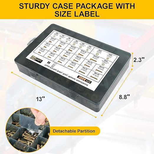 1004Pcs Grade 8.8 Metric Bolts Assortment, Hex Heavy Duty Bolts and Nuts Set, M6 M8 M10 (12mm to 45mm), Comes with 3 Bits（Yellow Zinc Plated）