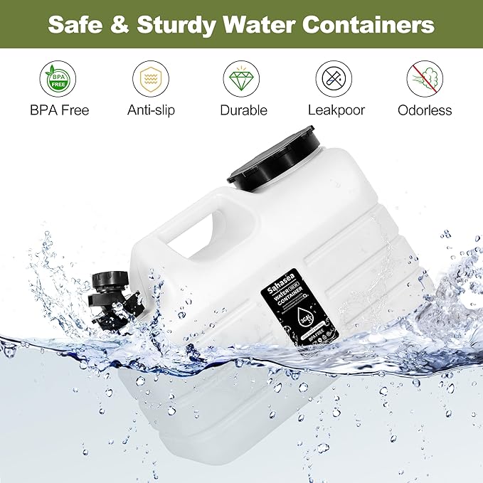 3 Gallon Water Jug, Portable Camping Water Jug BPA Free, Leak-Proof Water Storage Containers for Camping, Emergency Water Storage for Outdoor Hiking Picnic, White