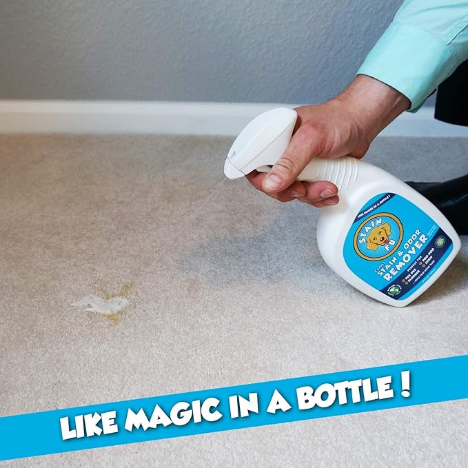 Pro Strength Carpet Odor & Stain Remover Works Like Magic in a Bottle on Tough Urine Feces Vomit and Even red Wine Too! 24 fl.oz