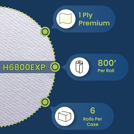 Marcal® Premium Hardwound Towels (H6800EXP), 7.875” x 800’, Premium Roll Towel, (6 Rolls/Case, 4,800’/Case) - Fits Most Universal Hardwound Roll Towel Dispensers
