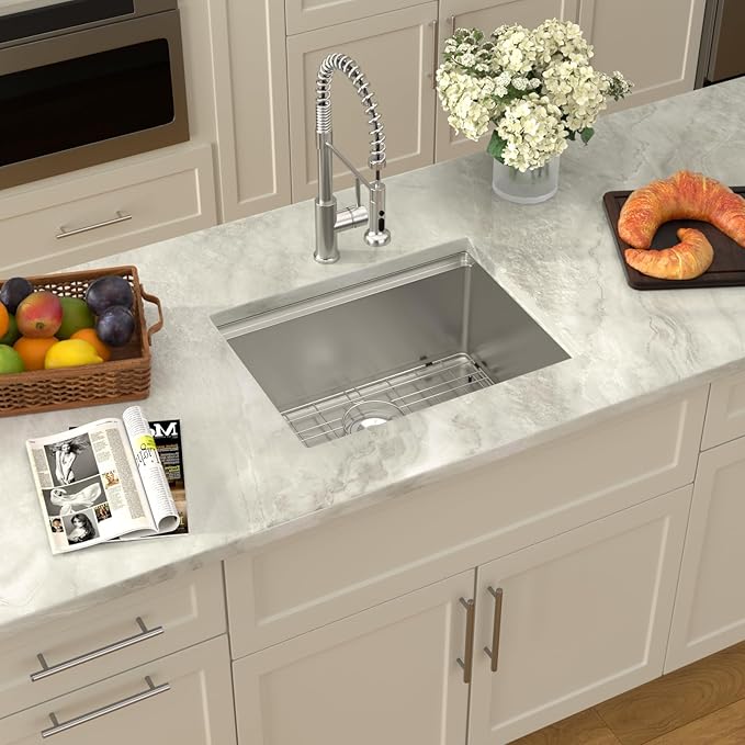 Dcolora 23 Inch Undermount Kitchen Sink Workstation Single Bowl Bar Sinks Stainnless Steel Small Kitchen Sink,DC-UW6723