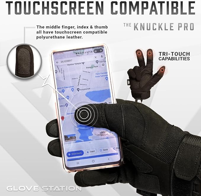 Glove Station Tactical Gloves for Men – Touchscreen Utility Gear with Hard Knuckle Protection Used in Motorcycle, Airsoft, Combat, Police, Shooting & Outdoor Work