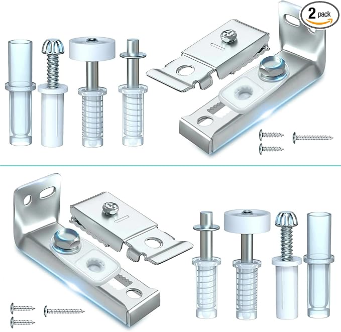 2 Pack Bifold Door Hardware Repair Kit - Ideal Replacement Parts for Bi - fold & Sliding Closet Doors, Includes Top & Bottom Brackets, Pivots & Guides Wheel for Folding Pocket & Accordion Doors