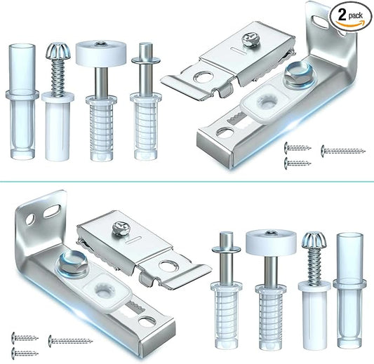 2 Pack Bifold Door Hardware Repair Kit - Ideal Replacement Parts for Bi - fold & Sliding Closet Doors, Includes Top & Bottom Brackets, Pivots & Guides Wheel for Folding Pocket & Accordion Doors