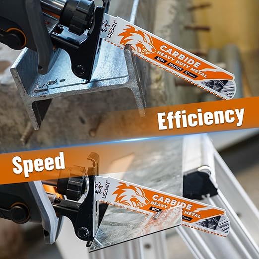 3 Pack Carbide Reciprocating Saw Blades, 6 Inch 8 TPI Metal Blades, Pruning Blade for Reciprocating Saw for Thick Metal, Cast Iron, Alloy Steel