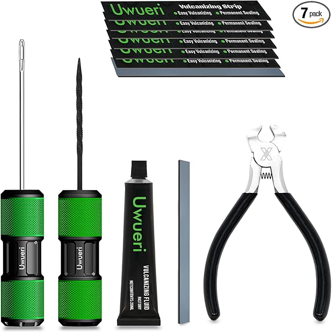 Permanent Tire Repair kit to Fix Flat Auto Cars, Motorcycle, Offroad, Tractor, Trailer, SUV, Pickup, ATV/UTV and Scooters, Easy, Quick, Permanently