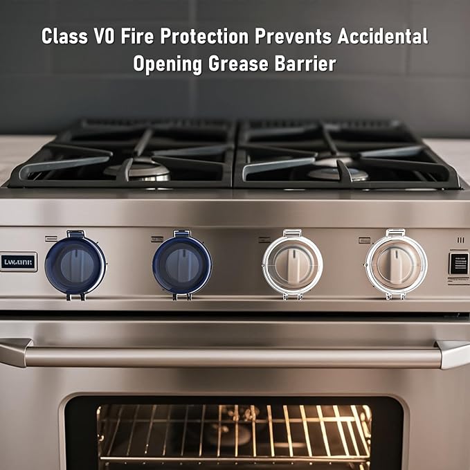 Stove knob Safety Covers for Child Upgraded Unlock Universal Size with Adult Two-Finger, Dual-Key Press Gas Stove Knob Locks Water Resistant Oil Resistant and High Temperature Resistant（6 Pack）