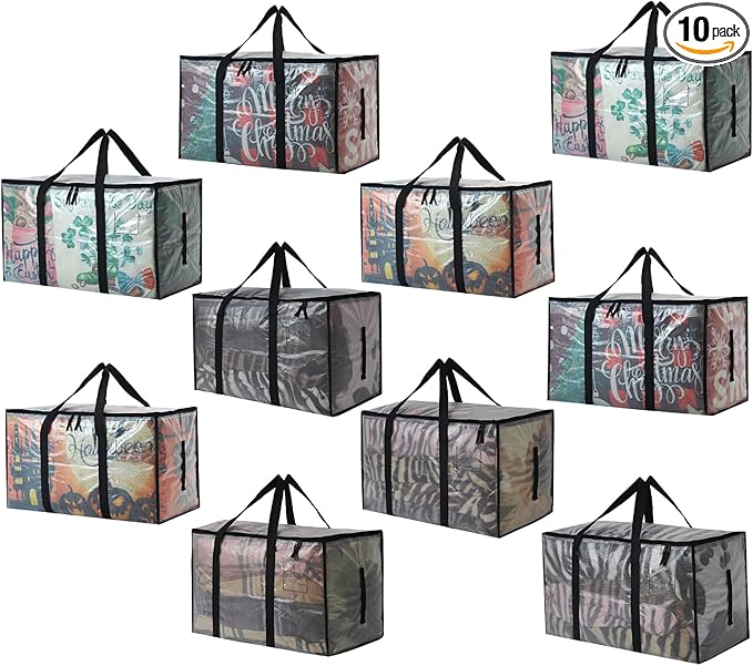 Heavy Duty 93L (24.5 Gallon) Stackable Storage Bins with Fully Openable Lids, Moving Bags Heavy Duty, Clear Plastic Totes for Moving Storage, Home Organization, Closet, Dorm Room. 10 pack