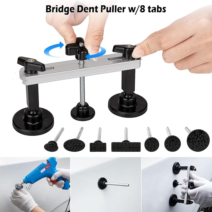 Car Dent Puller Kits,137pc Paintless Dent Removal Tools,Car Dent Repair Kit with Slide Hammer 2 in 1 T-Bar, Adjustable Dent Lifter,Bridge Puller for Auto Body SUV Dings Hail Damage DIY Remover