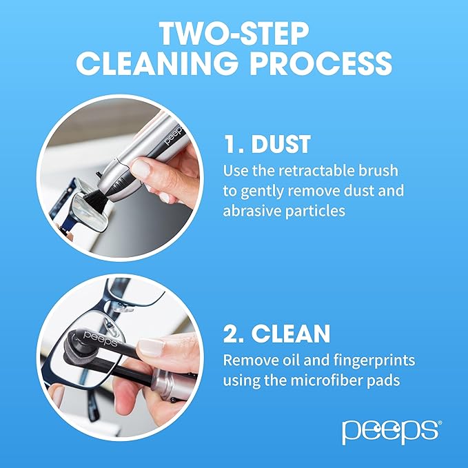 CarbonKlean Peeps Eyeglass Lens Cleaner - Efficient and Durable Carbon Microfiber Technology - Exclusively Used by NASA - 500 Uses (Electroplated Silver)