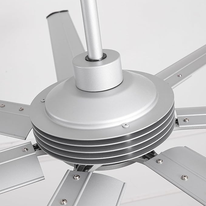 Industrial Ceiling Fans with Remote Control, 100 Inch Large DC Motor Ceiling Fans without Lights for Living Room Shop Garage Bedroom Indoor Outdoor, 6-Speed, Reversible 7 Aluminum Blades, Timer