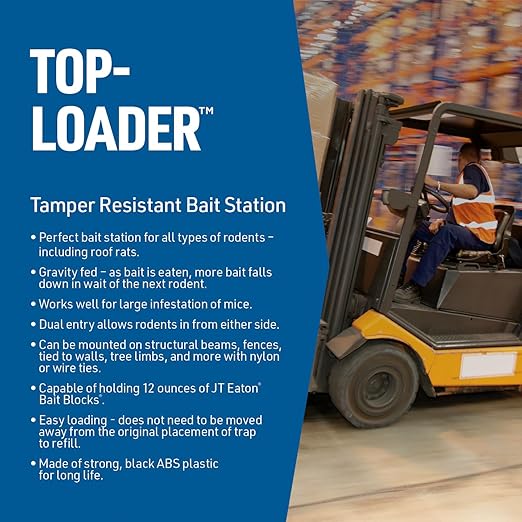 Top Loader Black Plastic Rodent Bait Station – Durable Tamper-Resistant Station for JT Eaton Bait Blocks & Rodenticides