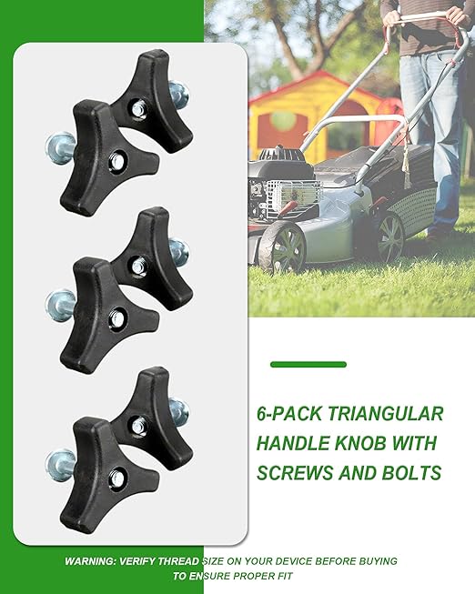6 Sets Lawn Mower Handle Knobs Nut Bolt, Triangle Handle Knob Screw Bolt for Honda & Most Lawn Mower Machine Accessories