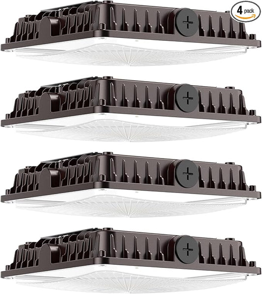 100W LED Canopy Lights 4Pack, Selectable Wattage 100/80/60W 3CCT 3000/4000/5000K, IP65 ETL Listed Commercial Canopy Lights for Gas Station Warehouse Garage Shop