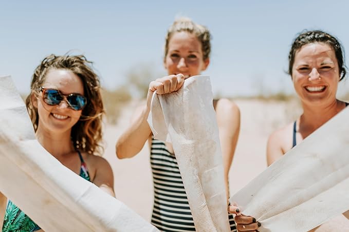 Shower Pouch XL (2' x 1') Bathing Body Wipes for Adults – Aloe-Infused Heatable & Reusable Bath Wipes for Camping, Travel, Outdoor – (10 Pack) Unscented